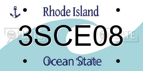 3SCE08 Rhode Island License Plate