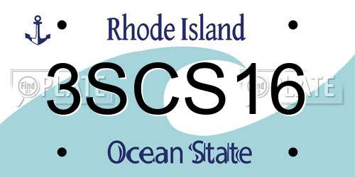 3SCS16 Rhode Island License Plate