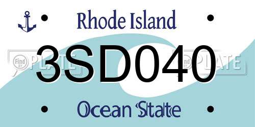 3SD040 Rhode Island License Plate