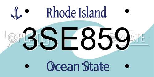 3SE859 Rhode Island License Plate