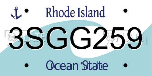 3SGG259 Rhode Island License Plate