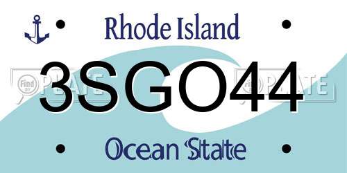 3SGO44 Rhode Island License Plate