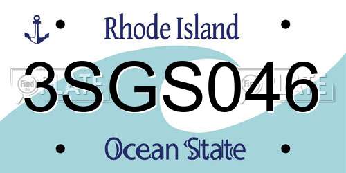 3SGS046 Rhode Island License Plate