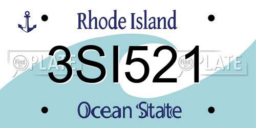 3SI521 Rhode Island License Plate