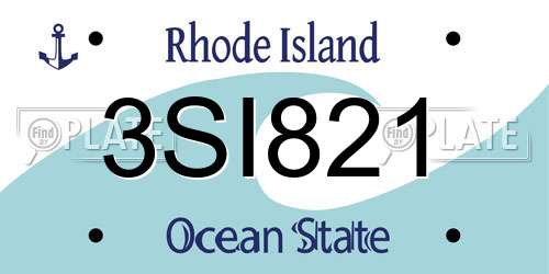 3SI821 Rhode Island License Plate