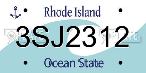 3SJ2312 Rhode Island License Plate