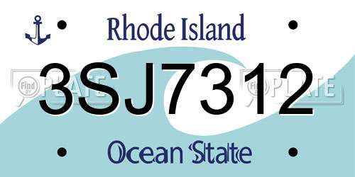 3SJ7312 Rhode Island License Plate