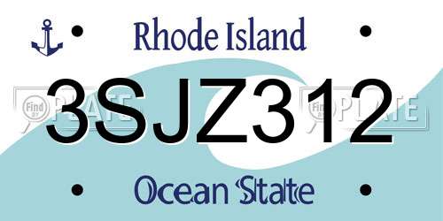 3SJZ312 Rhode Island License Plate