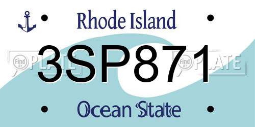 3SP871 Rhode Island License Plate