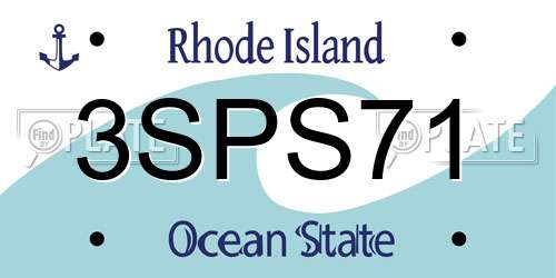 3SPS71 Rhode Island License Plate