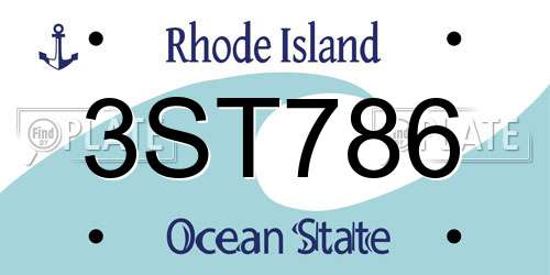3ST786 Rhode Island License Plate