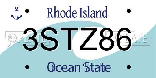 3STZ86 Rhode Island License Plate