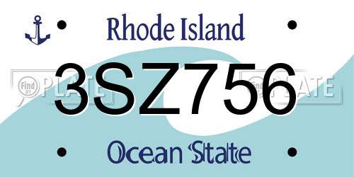 3SZ756 Rhode Island License Plate