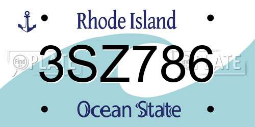 3SZ786 Rhode Island License Plate