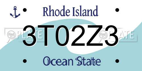 3T02Z3 Rhode Island License Plate