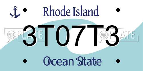 3T07T3 Rhode Island License Plate