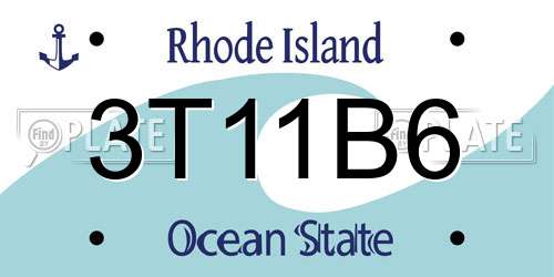 3T11B6 Rhode Island License Plate
