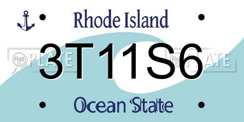 3T11S6 Rhode Island License Plate