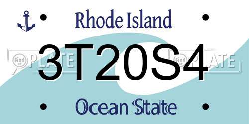3T20S4 Rhode Island License Plate
