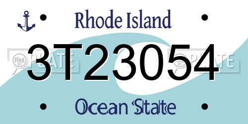 3T23054 Rhode Island License Plate