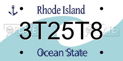 3T25T8 Rhode Island License Plate
