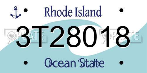 3T28018 Rhode Island License Plate