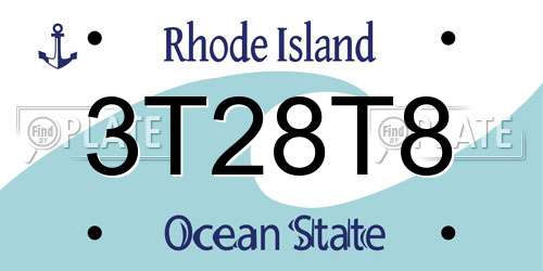 3T28T8 Rhode Island License Plate