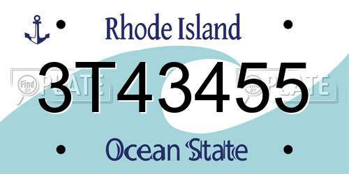 3T43455 Rhode Island License Plate