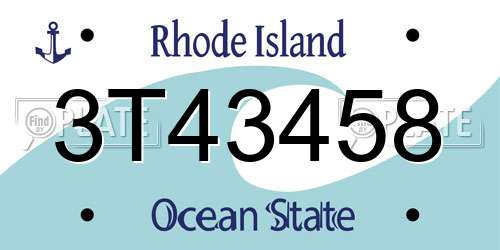 3T43458 Rhode Island License Plate
