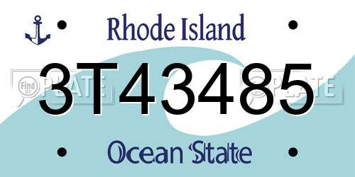 3T43485 Rhode Island License Plate