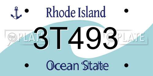 3T493 Rhode Island License Plate