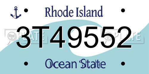 3T49552 Rhode Island License Plate