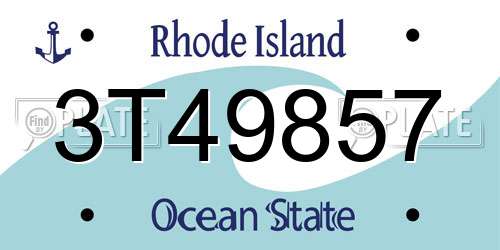 3T49857 Rhode Island License Plate