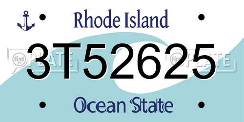 3T52625 Rhode Island License Plate