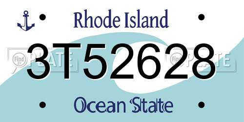 3T52628 Rhode Island License Plate