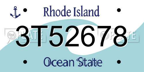 3T52678 Rhode Island License Plate