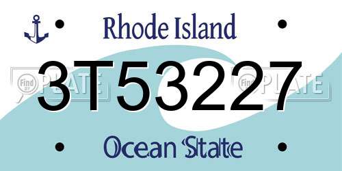 3T53227 Rhode Island License Plate