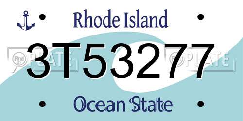 3T53277 Rhode Island License Plate