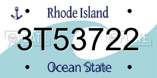 3T53722 Rhode Island License Plate