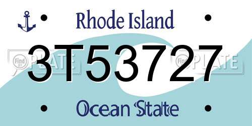 3T53727 Rhode Island License Plate