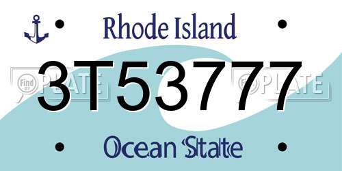 3T53777 Rhode Island License Plate
