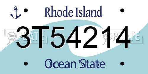 3T54214 Rhode Island License Plate