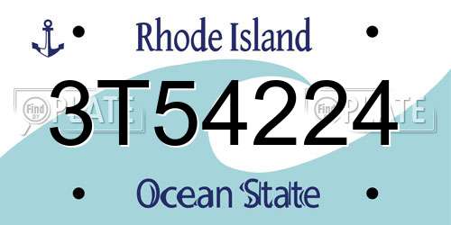 3T54224 Rhode Island License Plate