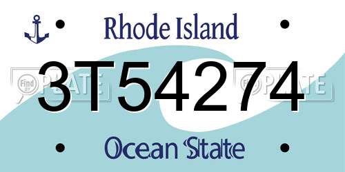3T54274 Rhode Island License Plate