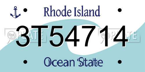 3T54714 Rhode Island License Plate