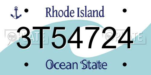 3T54724 Rhode Island License Plate