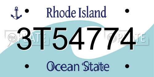 3T54774 Rhode Island License Plate