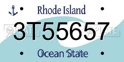 3T55657 Rhode Island License Plate