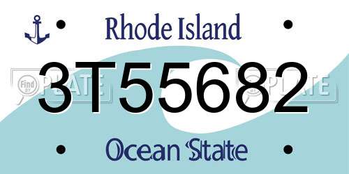 3T55682 Rhode Island License Plate