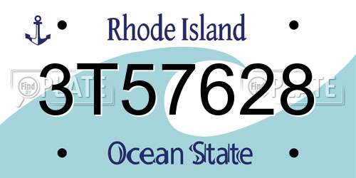 3T57628 Rhode Island License Plate